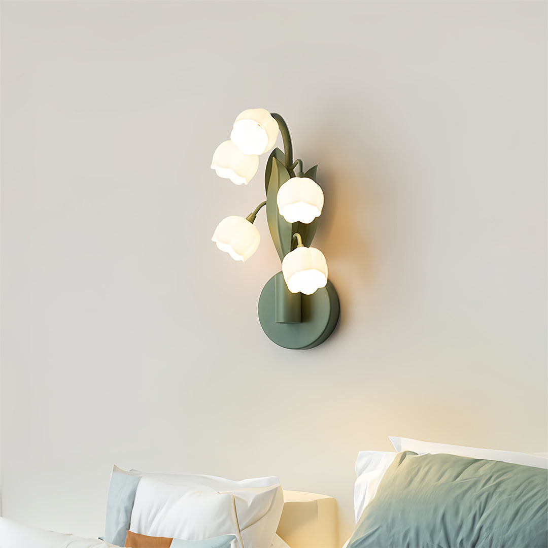 Floral Wall Lights French Country Classic Bellflower Glass Lamp