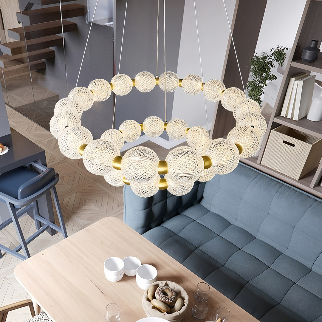 Glass Shade Chandelier Round Minimalist Luxury Island Ceiling Light