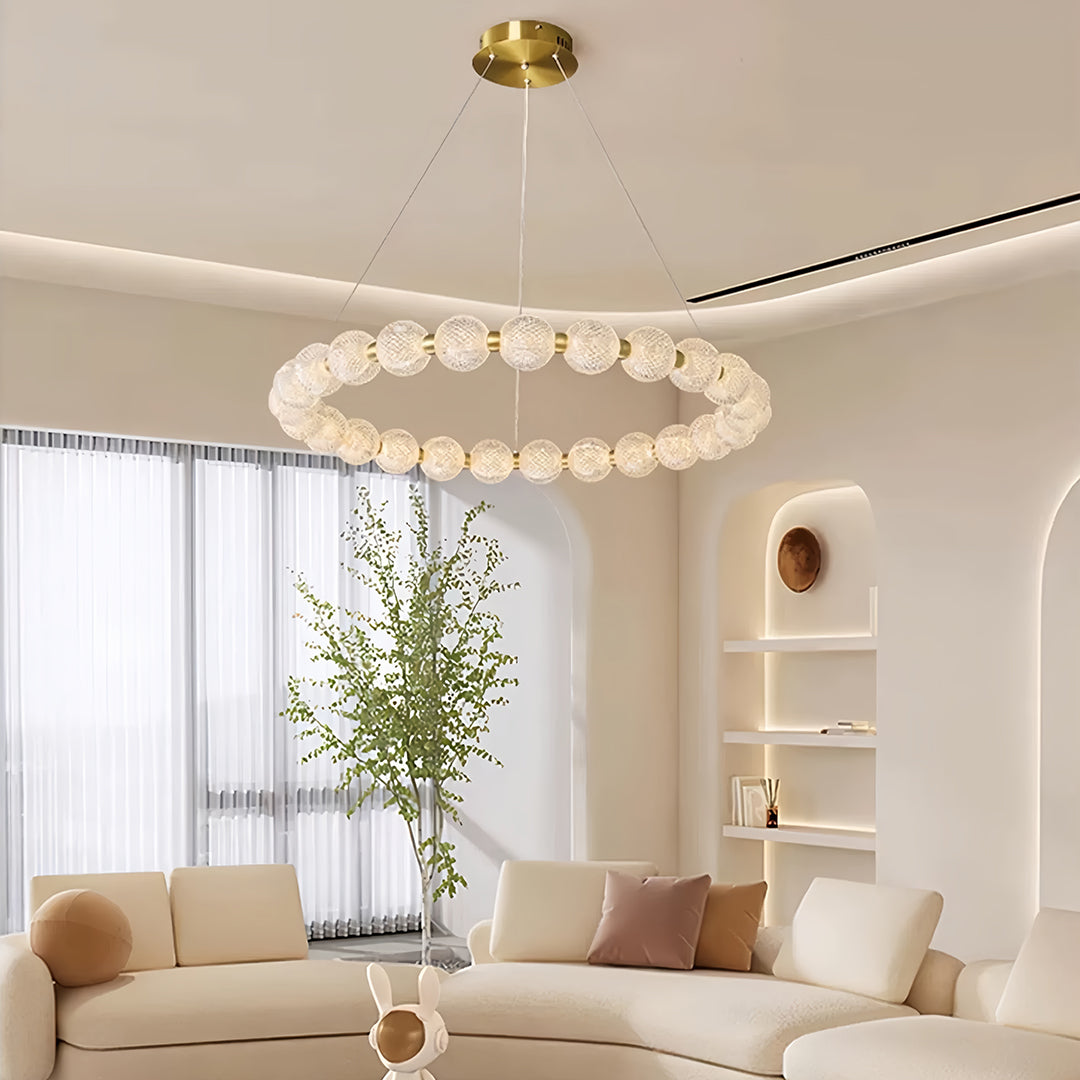 Glass Shade Chandelier Round Minimalist Luxury Island Ceiling Light