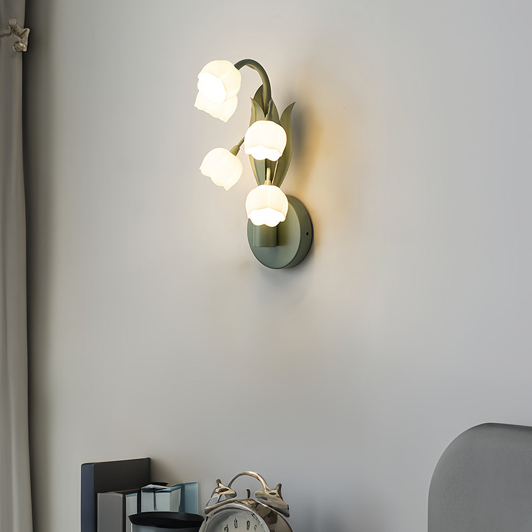 Floral Wall Lights French Country Classic Bellflower Glass Lamp