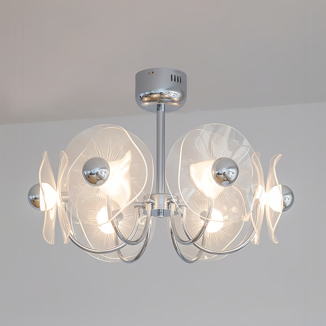 Acrylic LED Chandelier Multi-head with Chrome Accents Ceiling Light