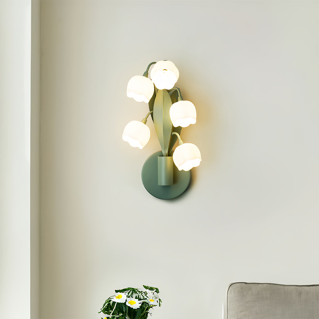 Floral Wall Lights French Country Classic Bellflower Glass Lamp