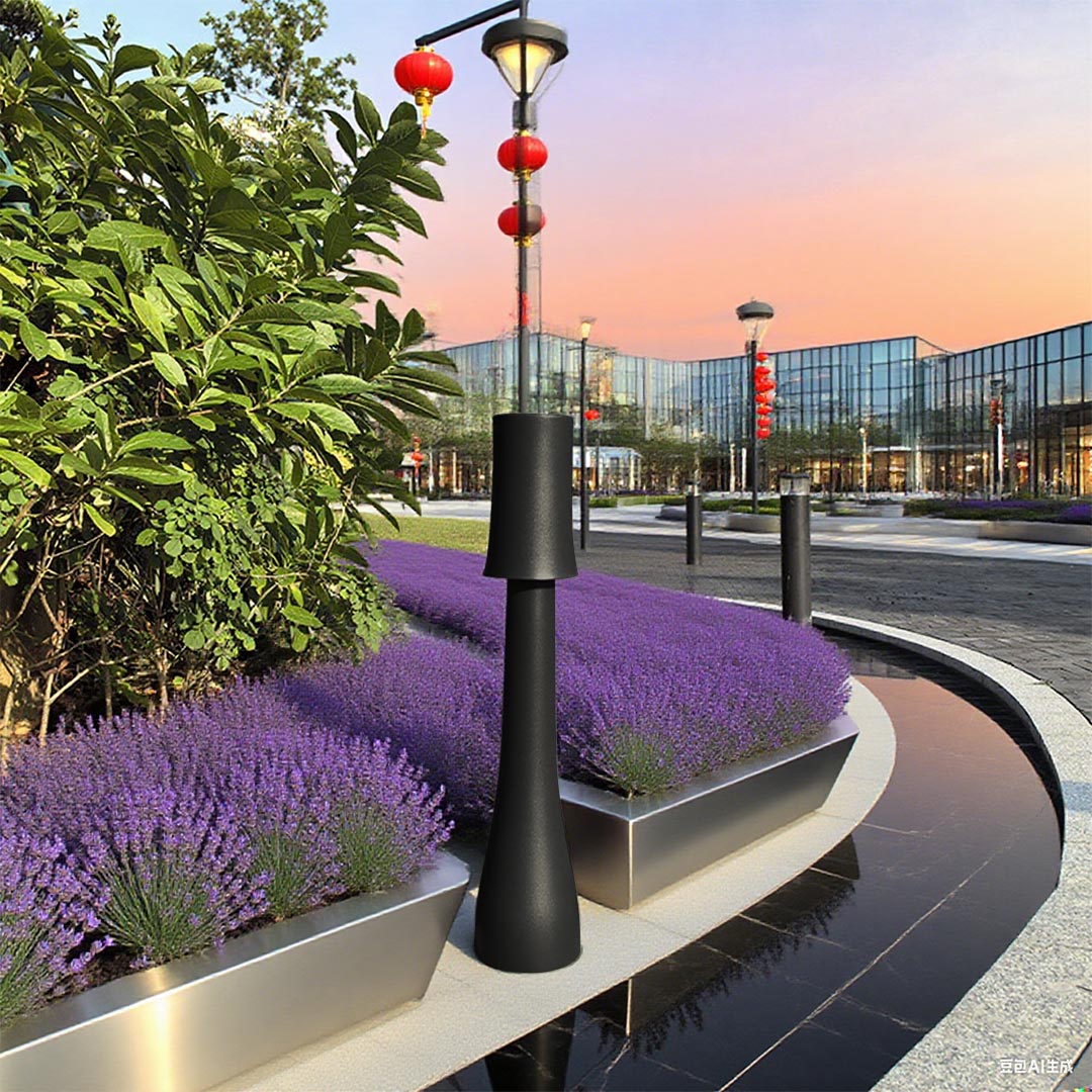 Lawn Pole Light Outdoor Waterproof Black Bollard Light