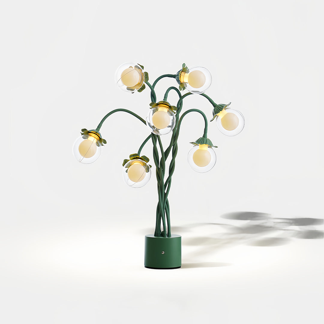 Retro Green Table Lamp French Floral Artistic Globe Decorative Light