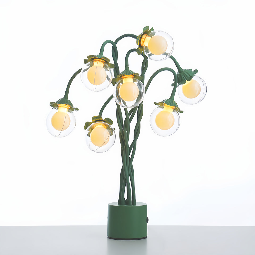 Retro Green Table Lamp French Floral Artistic Globe Decorative Light