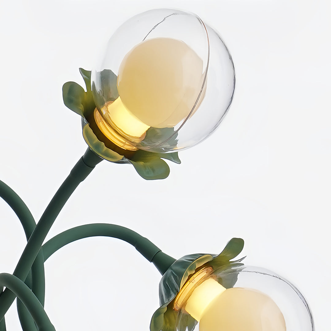 Retro Green Table Lamp French Floral Artistic Globe Decorative Light