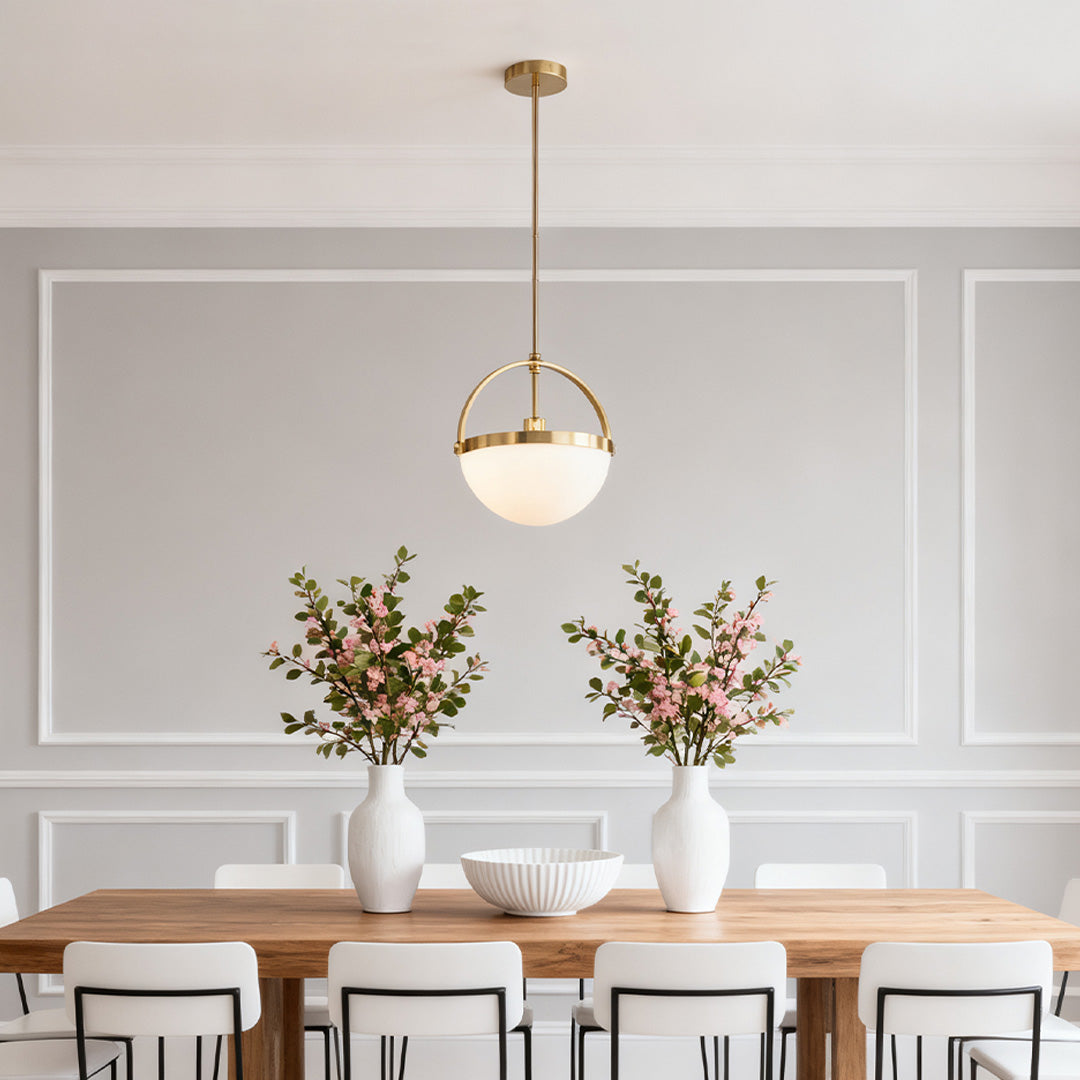 Gold and White Pendant Light with a Minimalist Stylish Ceiling Light