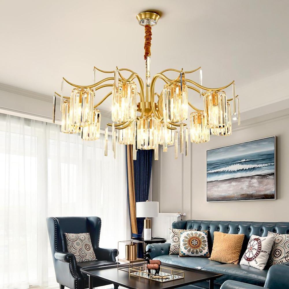 Classical Gold Chandelier Light LED Copper Glass Crystal Modern Chandeliers