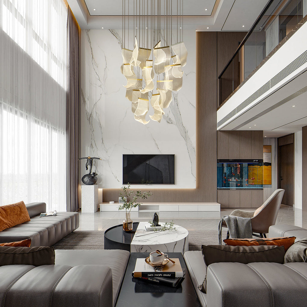 Acrylic Chandeliers Irregular Curled LED Ceiling Light