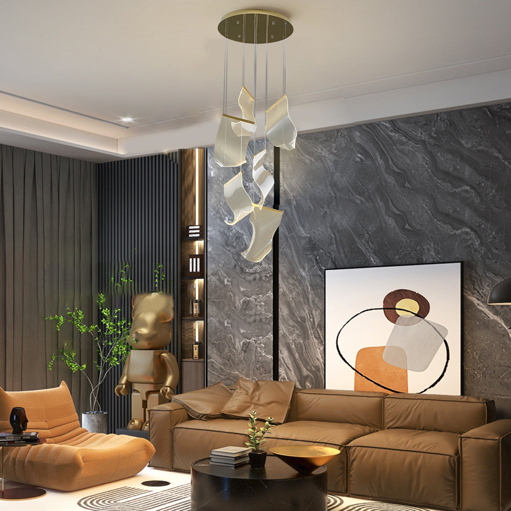 Acrylic Chandeliers Irregular Curled LED Ceiling Light