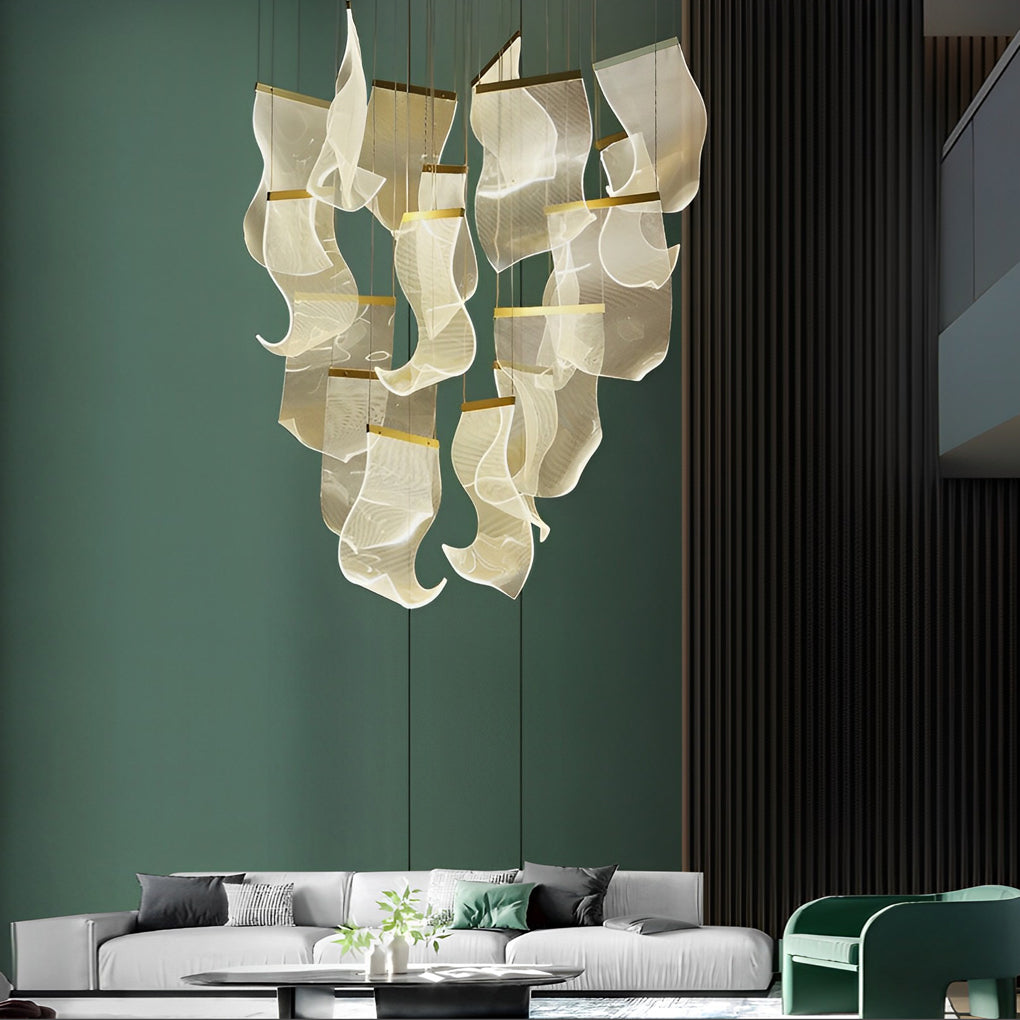 Acrylic Chandeliers Irregular Curled LED Ceiling Light