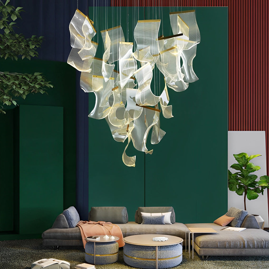 Acrylic Chandeliers Irregular Curled LED Ceiling Light
