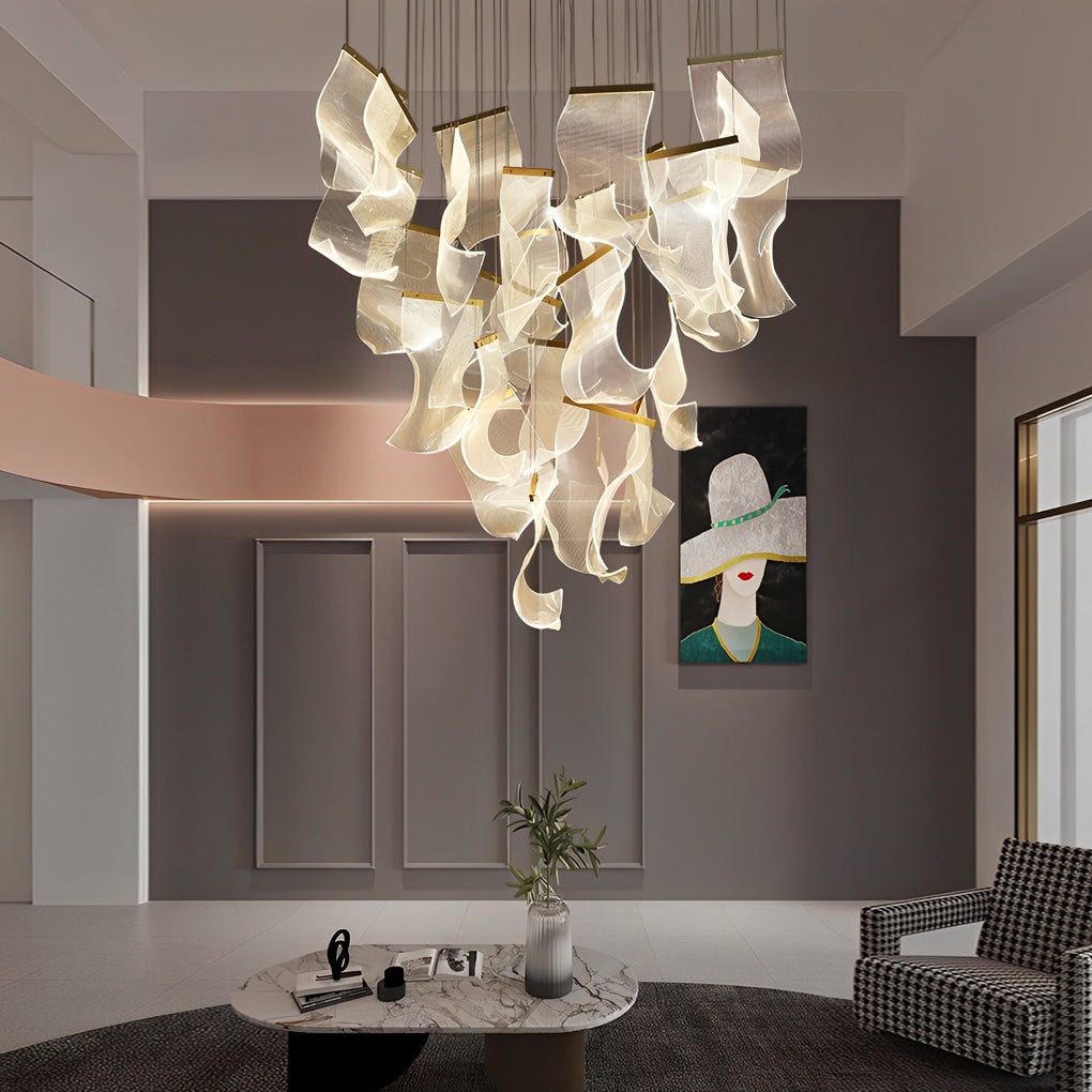 Acrylic Chandeliers Irregular Curled LED Ceiling Light