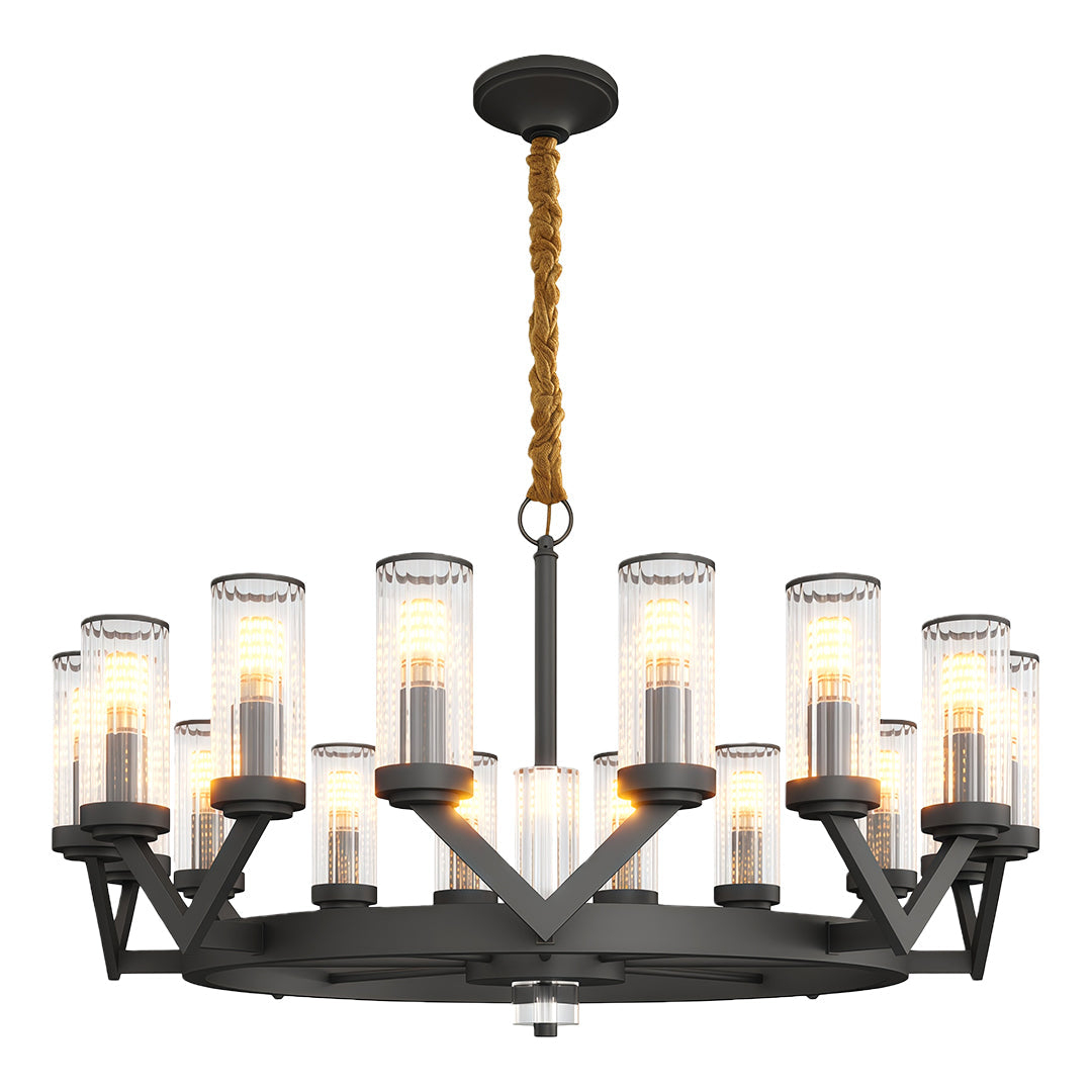 Glass Drop Chandelier High-End Luxury Copper Ceiling Light