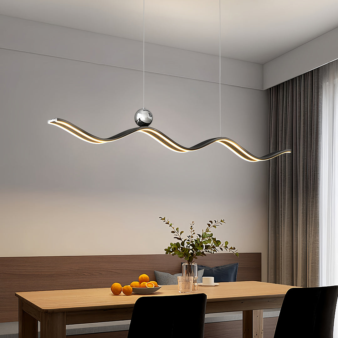 Linear LED Pendant Light Contemporary Wave Shaped Ceiling Light