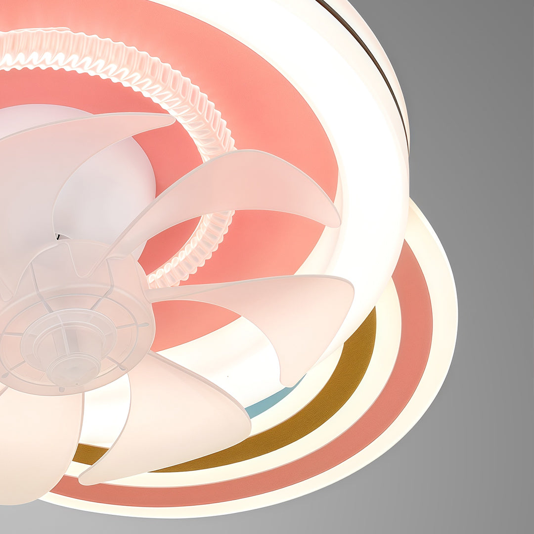 Beautiful Ceiling Fans with Lights Pink and White LED Dimmable Lamp
