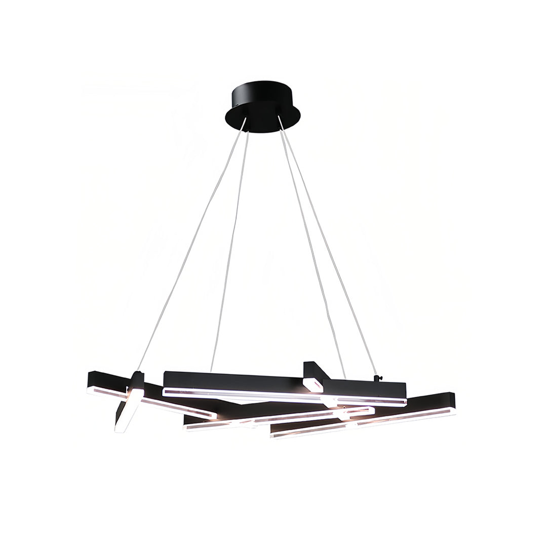 Black Metal Chandelier Modern Geometric Shape LED Ceiling Light