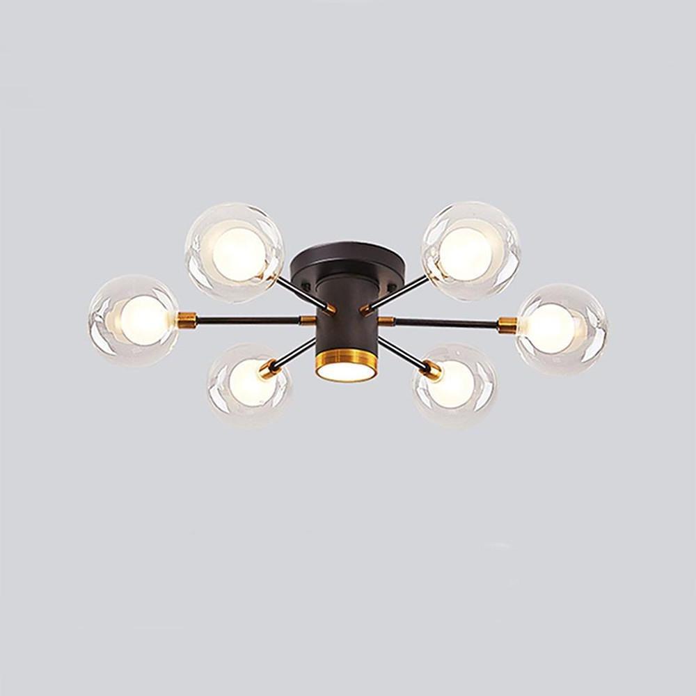 Globe Large Semi Flush Mount Lighting Metal Glass Ceiling Lights