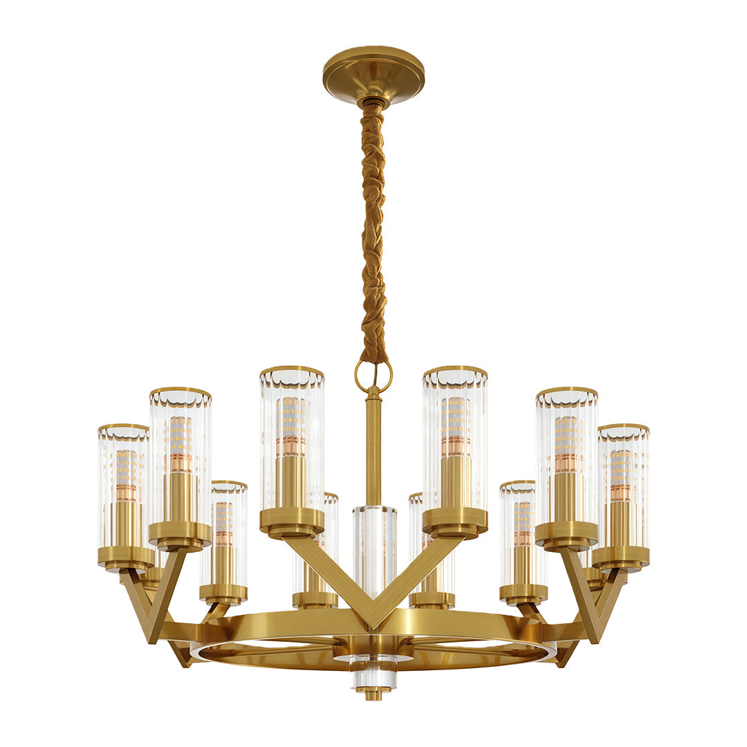 Glass Drop Chandelier High-End Luxury Copper Ceiling Light
