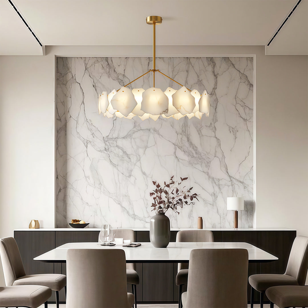 Modern LED Cloud Stone Copper Chandelier
