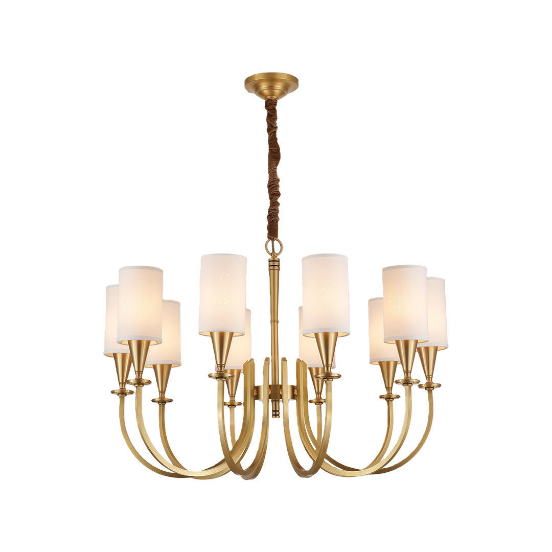 Copper Chandelier Modern Fabric Lampshade Ceiling Light