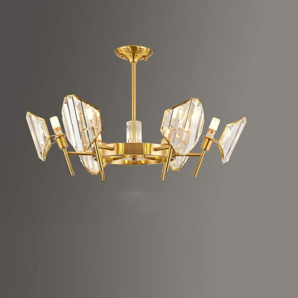 Brass Ring Frame Crystal Chandelier - Gold Metal, Crystal Accents Ceiling Lighting