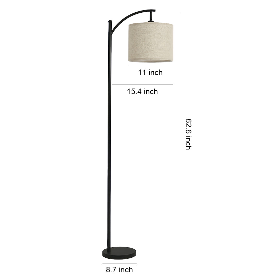 Fabric Shade Floor Lamp Minimalist Arc Metal Living Room Arched Lamp