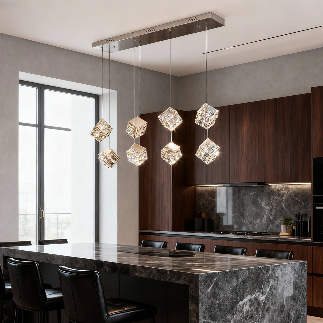 Chandelier with Crystals Rubik's Cube Luxury Ceiling Light