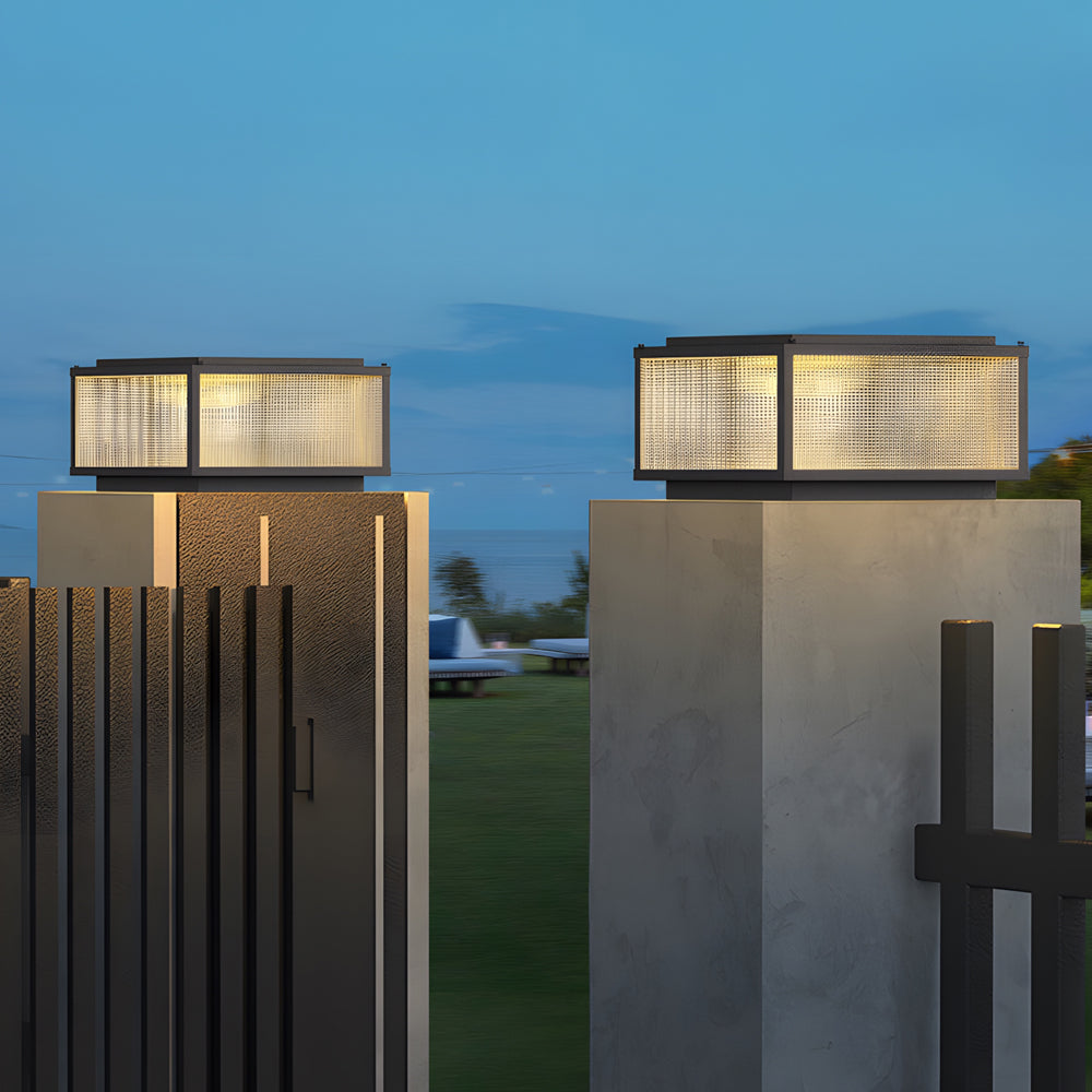Outdoor Pillar Light Fixtures Cast Aluminum Square Waterproof