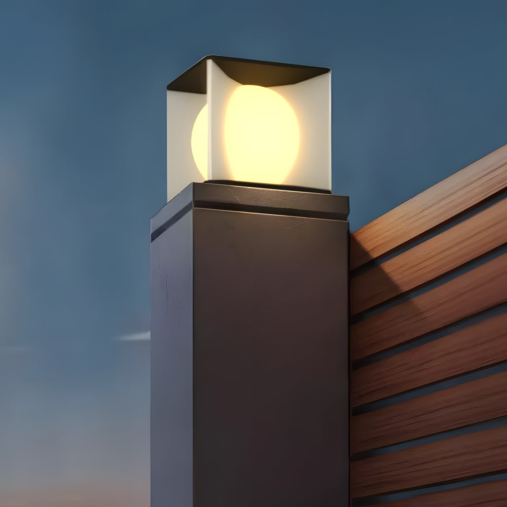 Square Stainless Steel Outdoor Waterproof a pillar lights with Acrylic Lampshade