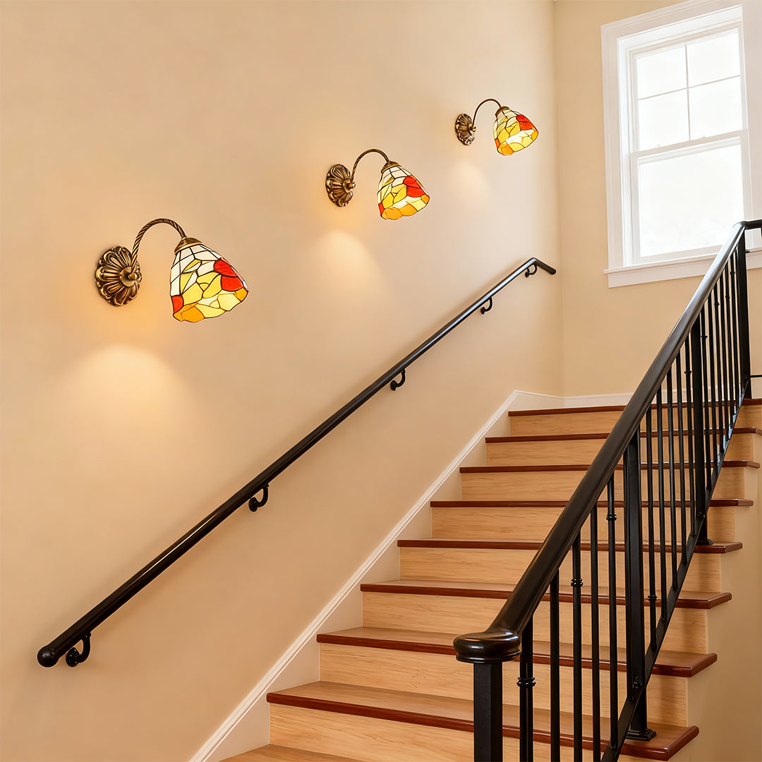 Stained Glass Wall Sconce Lighting American Country-Style Lamp