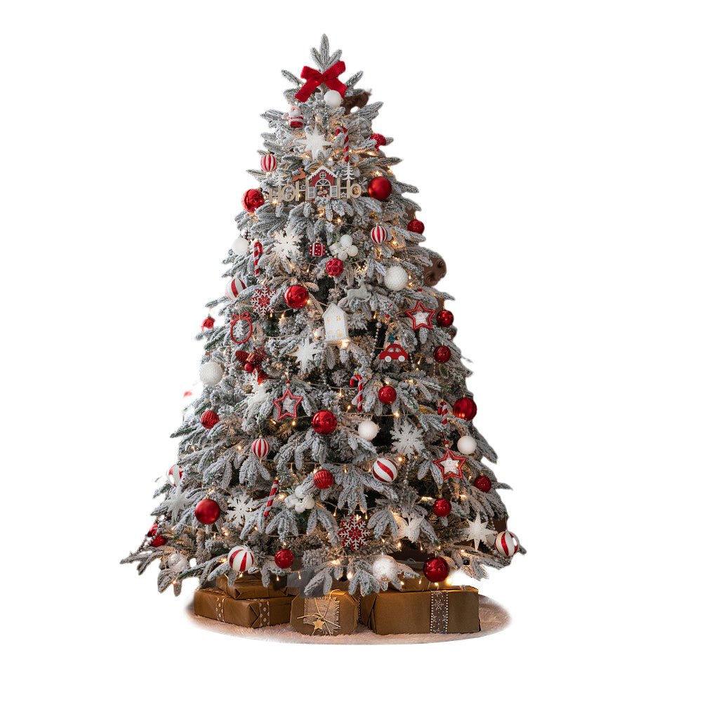 Artificial Simulation Falling Snow Christmas Decor Tree with String Lights