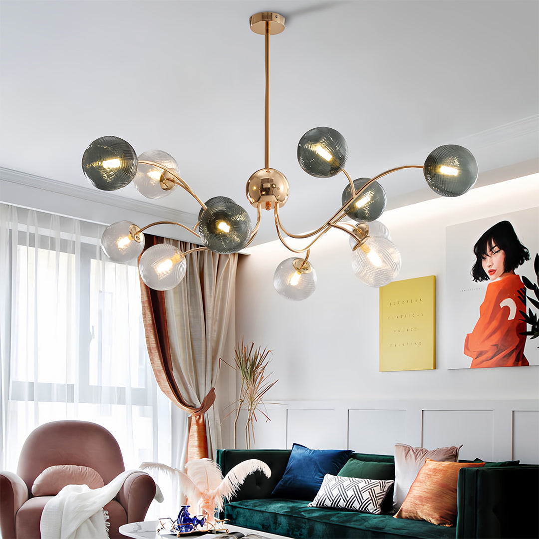 Clear Glass Flush Mount Ceiling Light Gold Finish 6-Head Creative Lamp