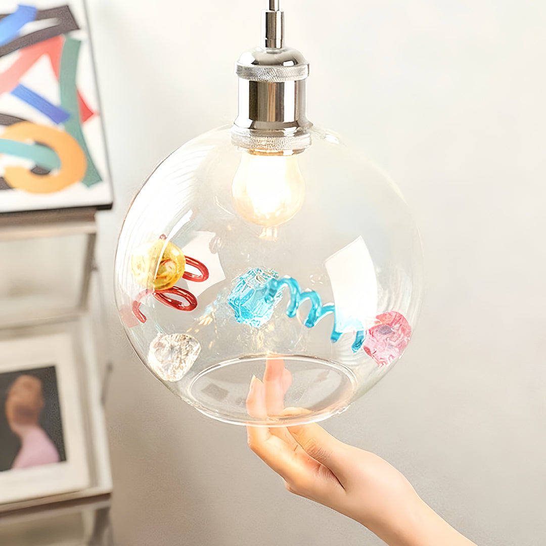 Colorful Glass Pendant Lights Creative Geometric Dec Ceiling Light