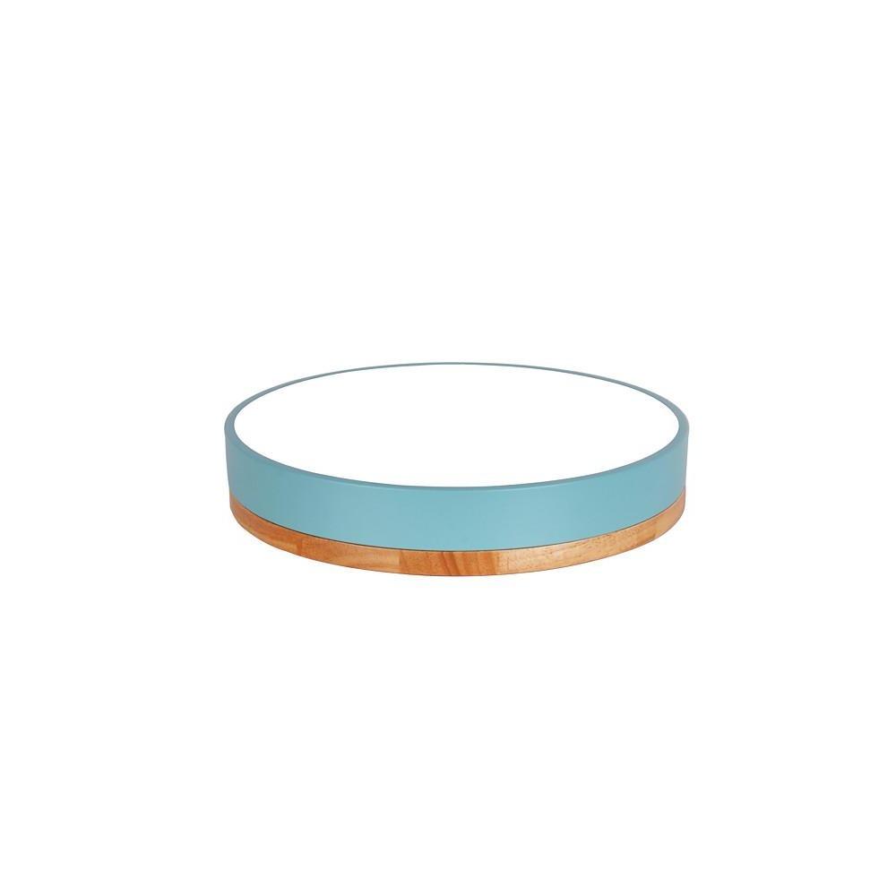 Circular Drum Flush Mount Light Metal Wood LED Ceiling Lights