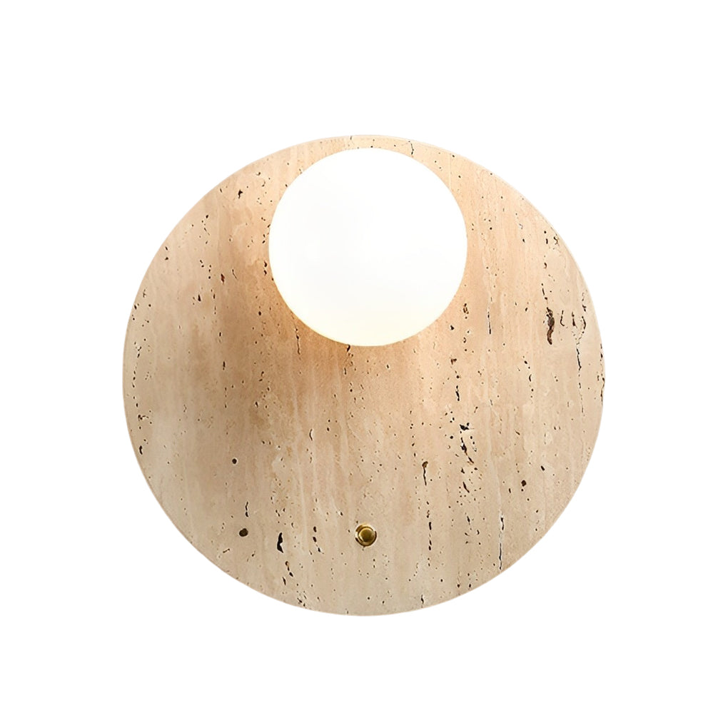 Ball Wall Lamp Yellow Travertine LED Wabi-Sabi Japanese Light
