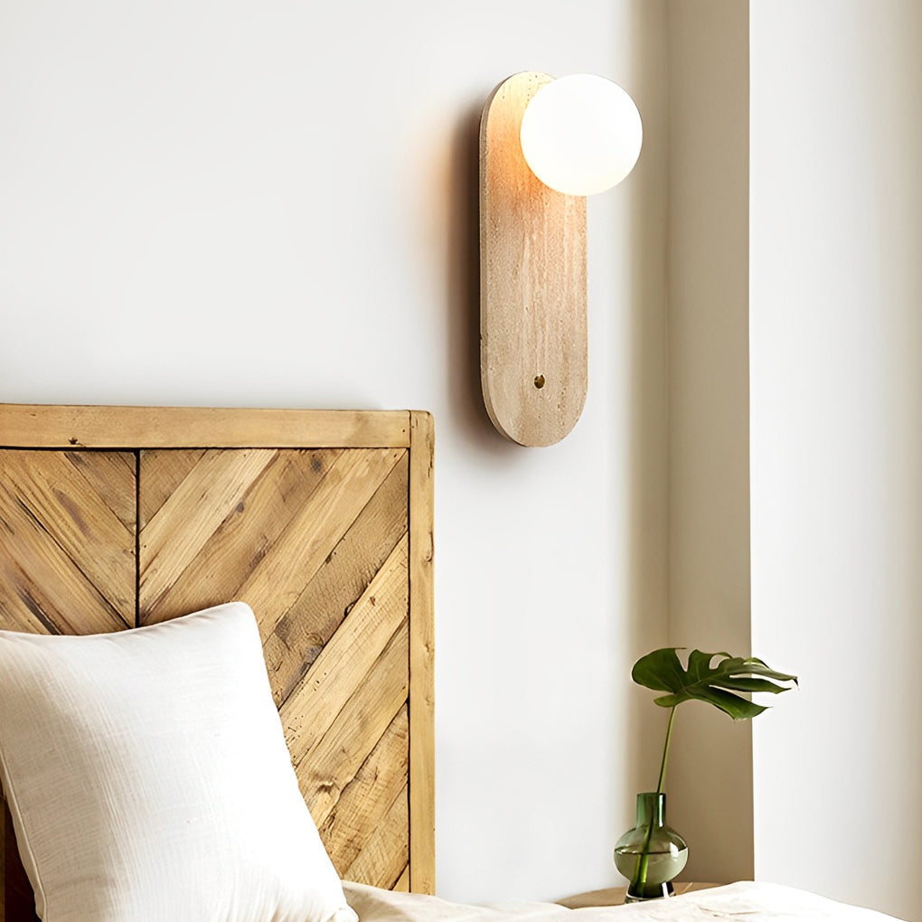 Ball Wall Lamp Yellow Travertine LED Wabi-Sabi Japanese Light