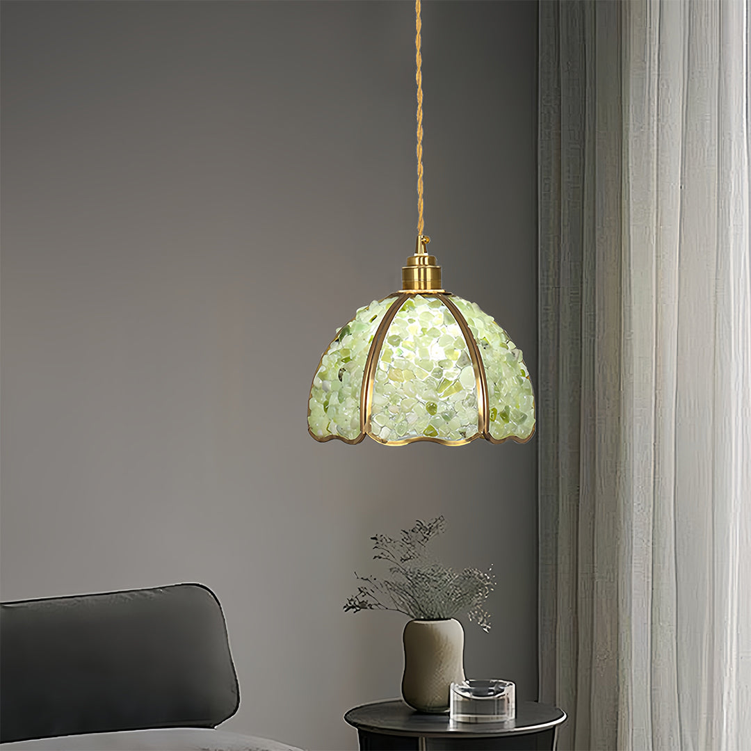 Small Crystal Pendant Light Vintage Full Copper Ceiling Light