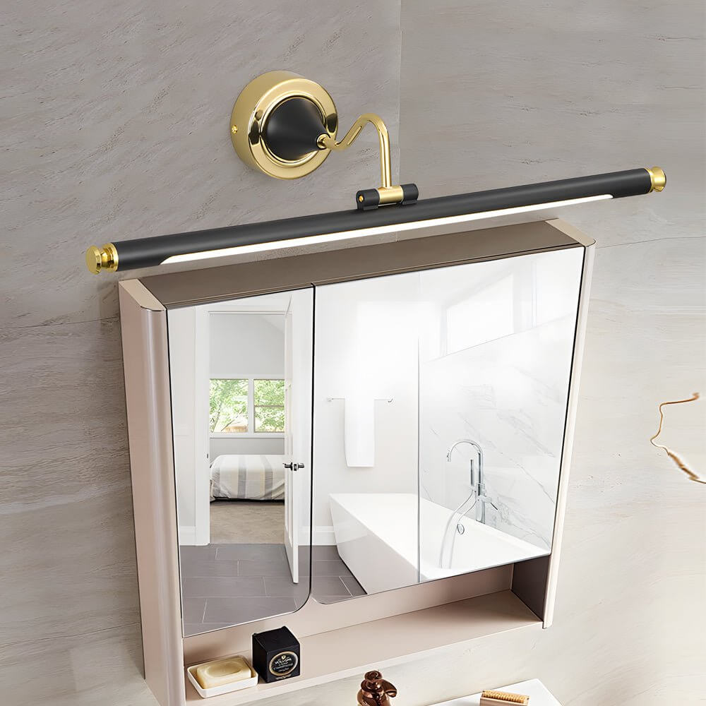 Bathroom Vanity Light Black and Gold Rotating Linear Light