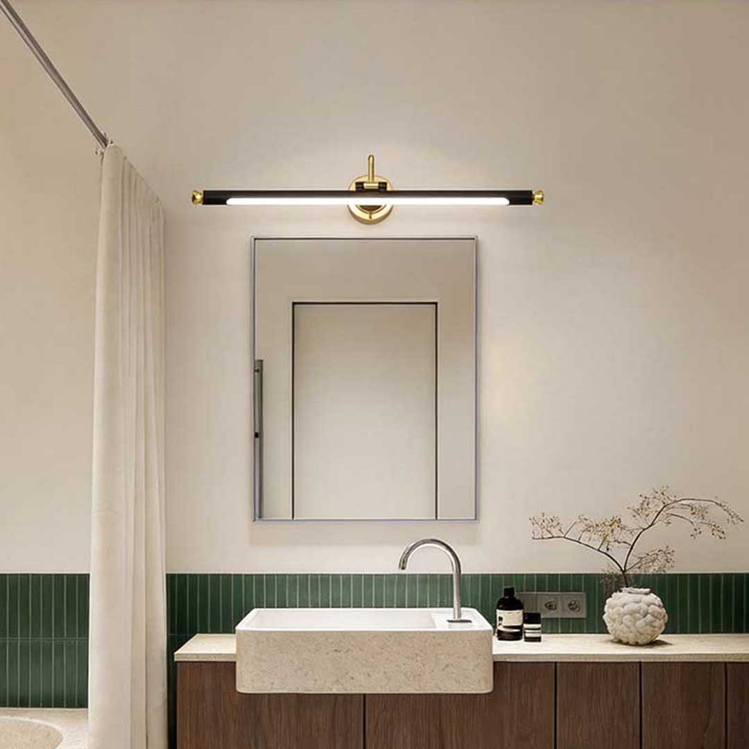 Bathroom Vanity Light Black and Gold Rotating Linear Light