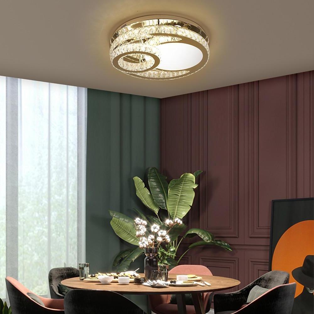 Overlapping Circles Crystal Stainless Steel Flush Mount LED Lights Ceiling Lights