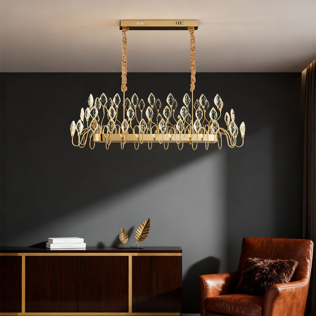 Gold LED Chandelier French Light Luxury Crystal Ceiling Light