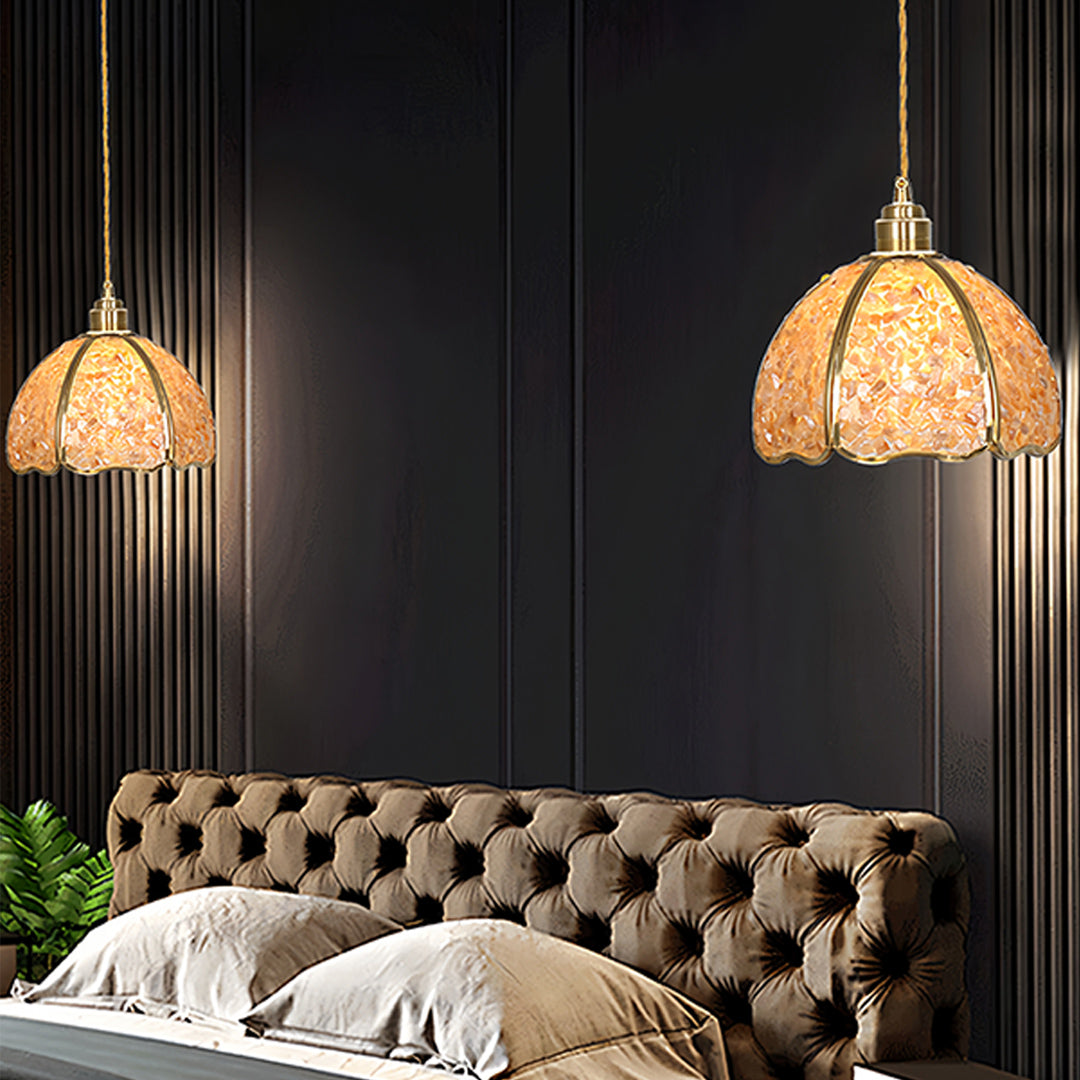 Small Crystal Pendant Light Vintage Full Copper Ceiling Light