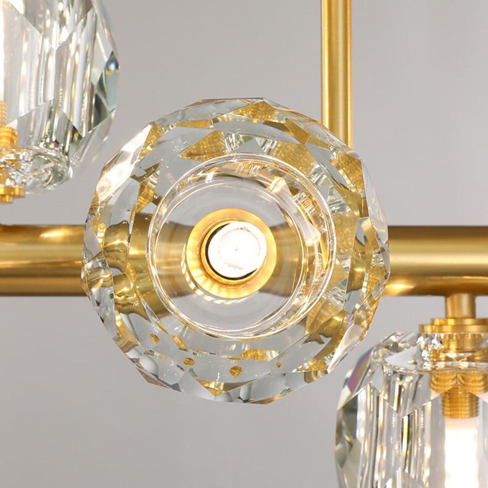 Gold Metal Crystal Chandeliers Globe Cluster LED Ceiling Light