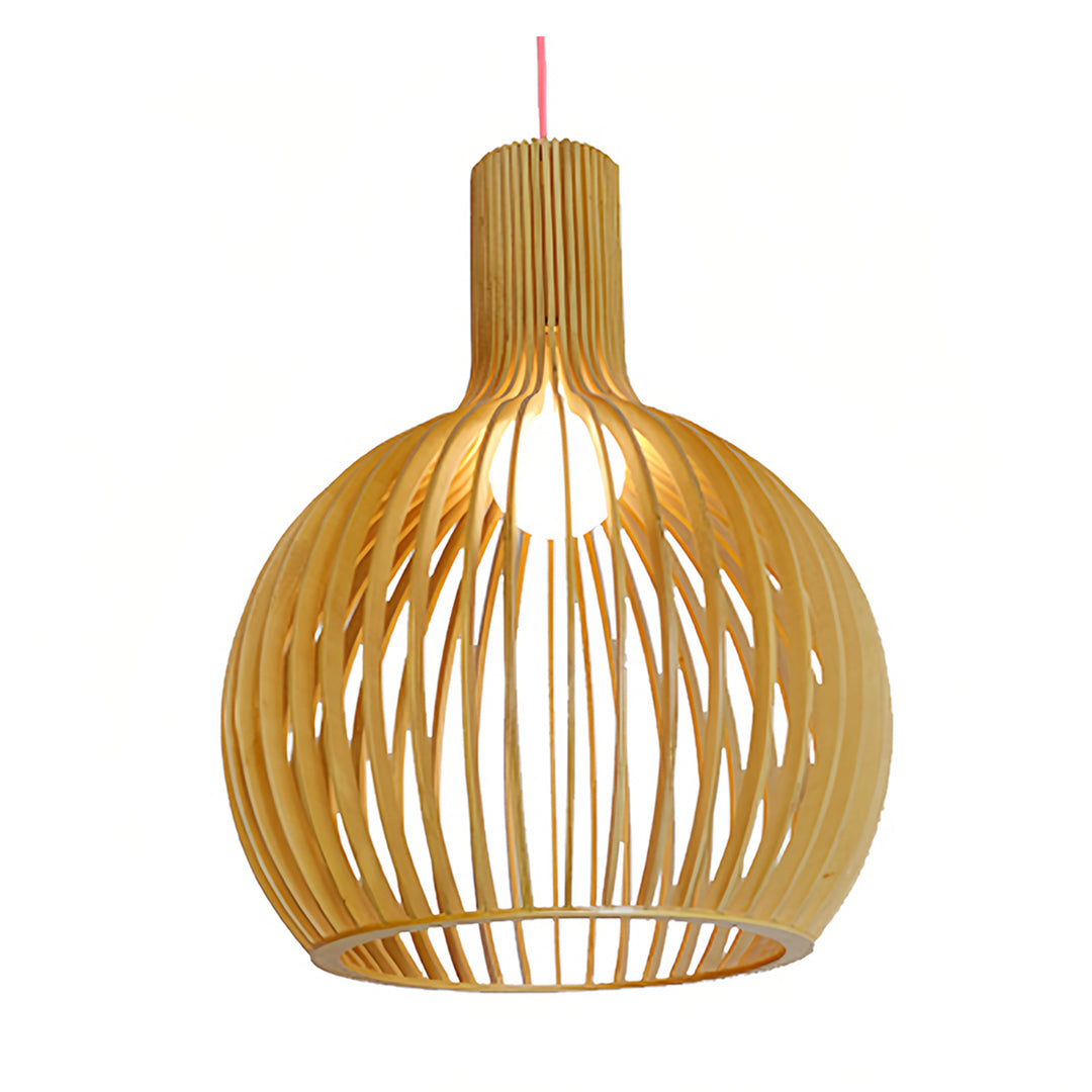 Bird Cage Pendant Light Japanese Basswood Body Wooden Ceiling Light