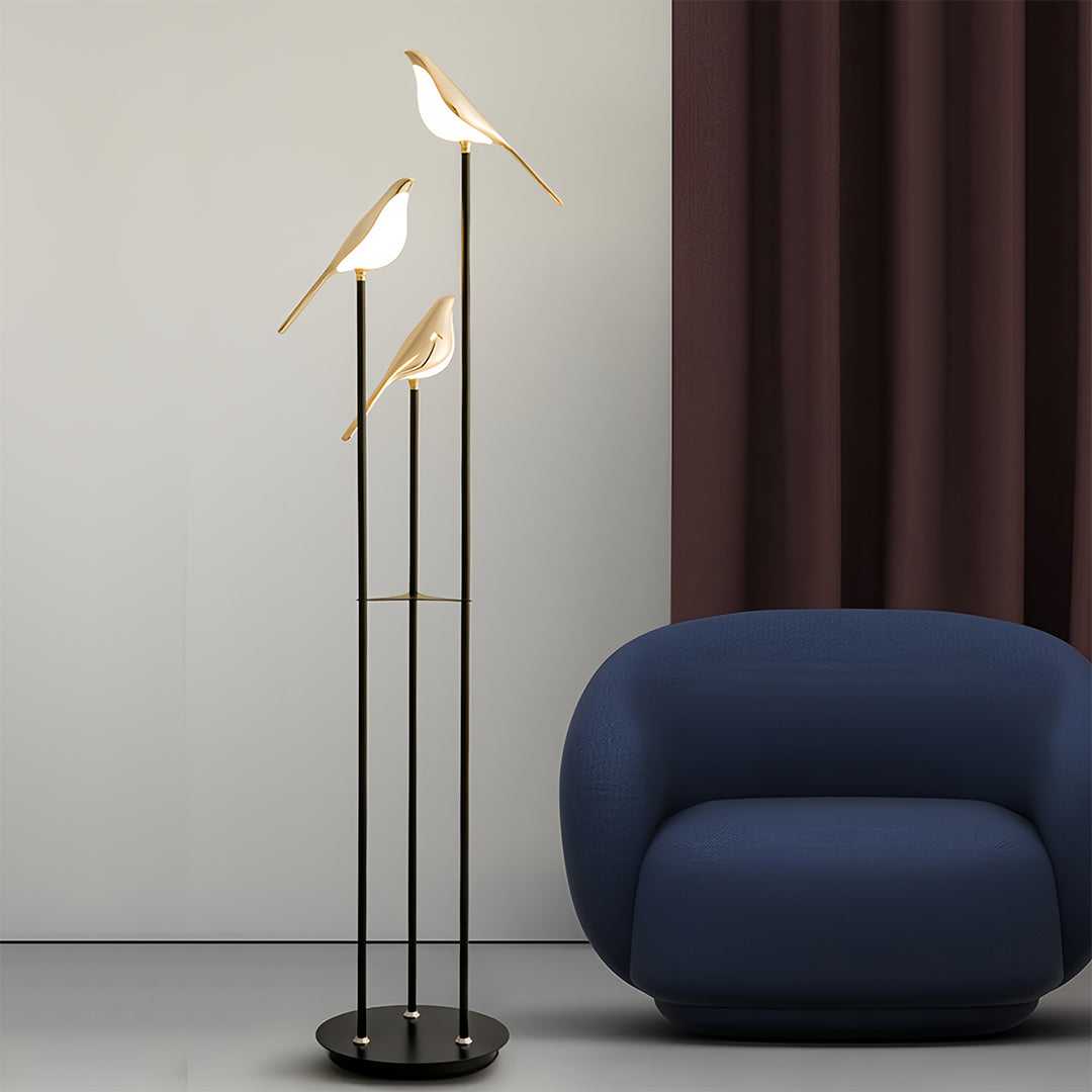 Bird Floor Lamp with 3 Heads Contemporary Artistic Accent Lamp