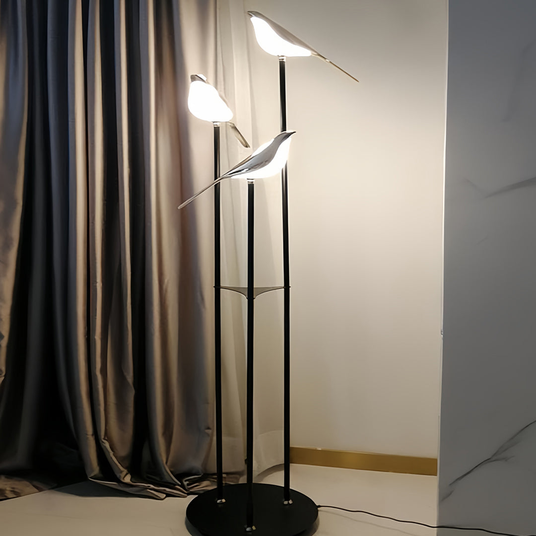 Bird Floor Lamp with 3 Heads Contemporary Artistic Accent Lamp