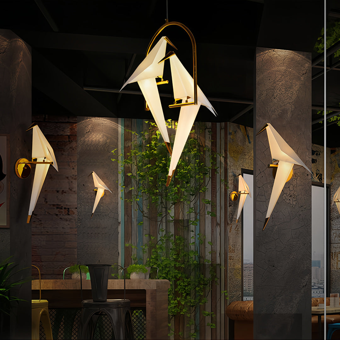Bird Wall Light Modern Origami Crane Gold Accent Origami Wall Sconce