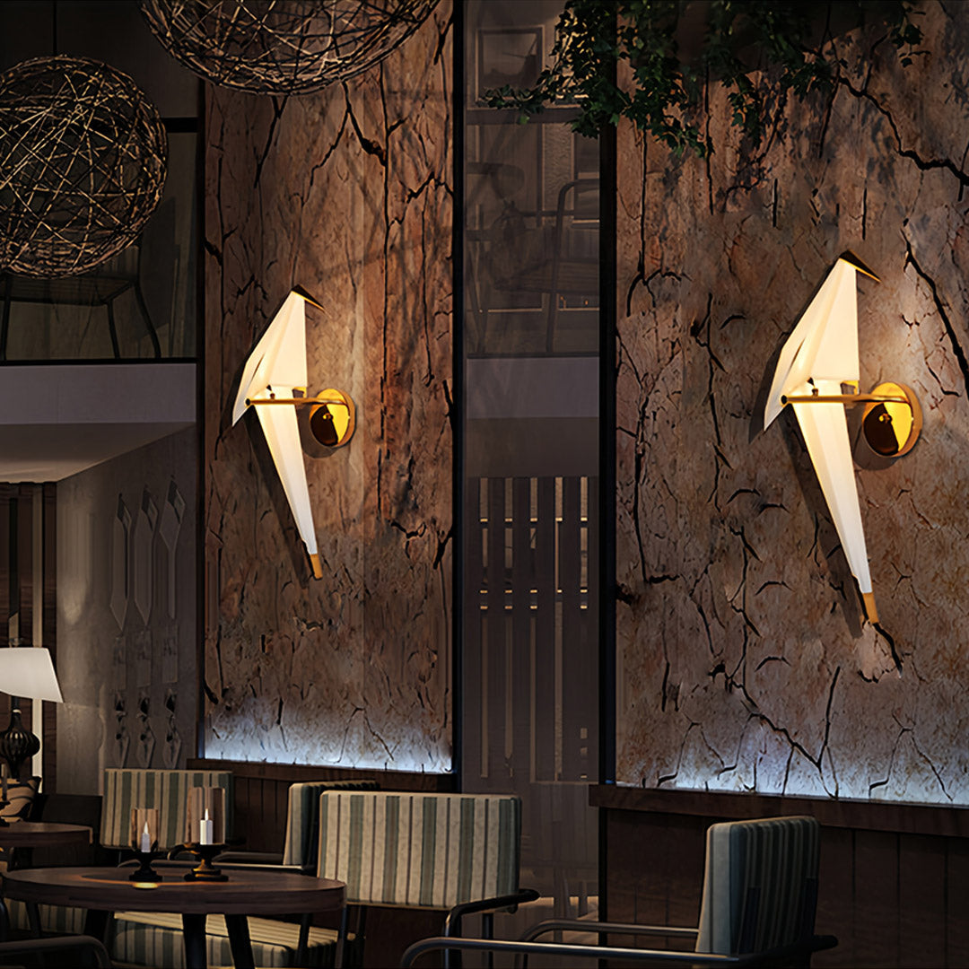 Bird Wall Light Modern Origami Crane Gold Accent Origami Wall Sconce