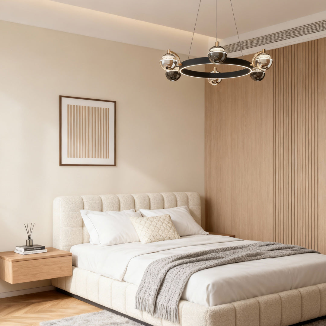 Black and Gold Modern Chandelier Acrylic LED Ceiling Light